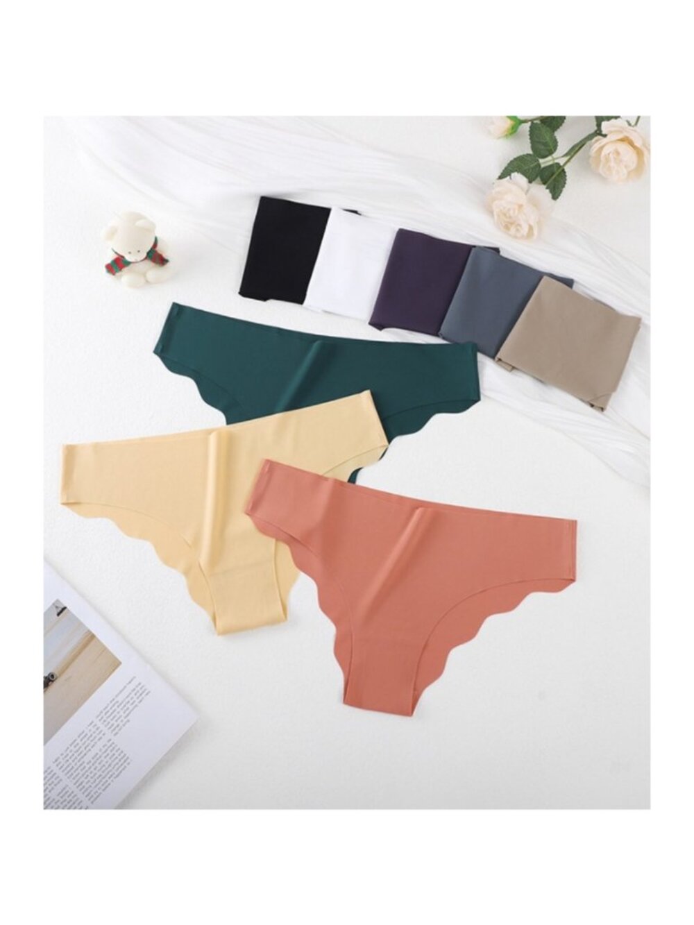 7PCS Women Soft Traceless Bikini Underpants V Front Low Rise Sport Briefs